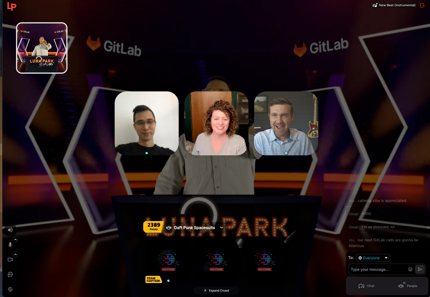 Luna Park ライブゲームショーでの GitLab チーム