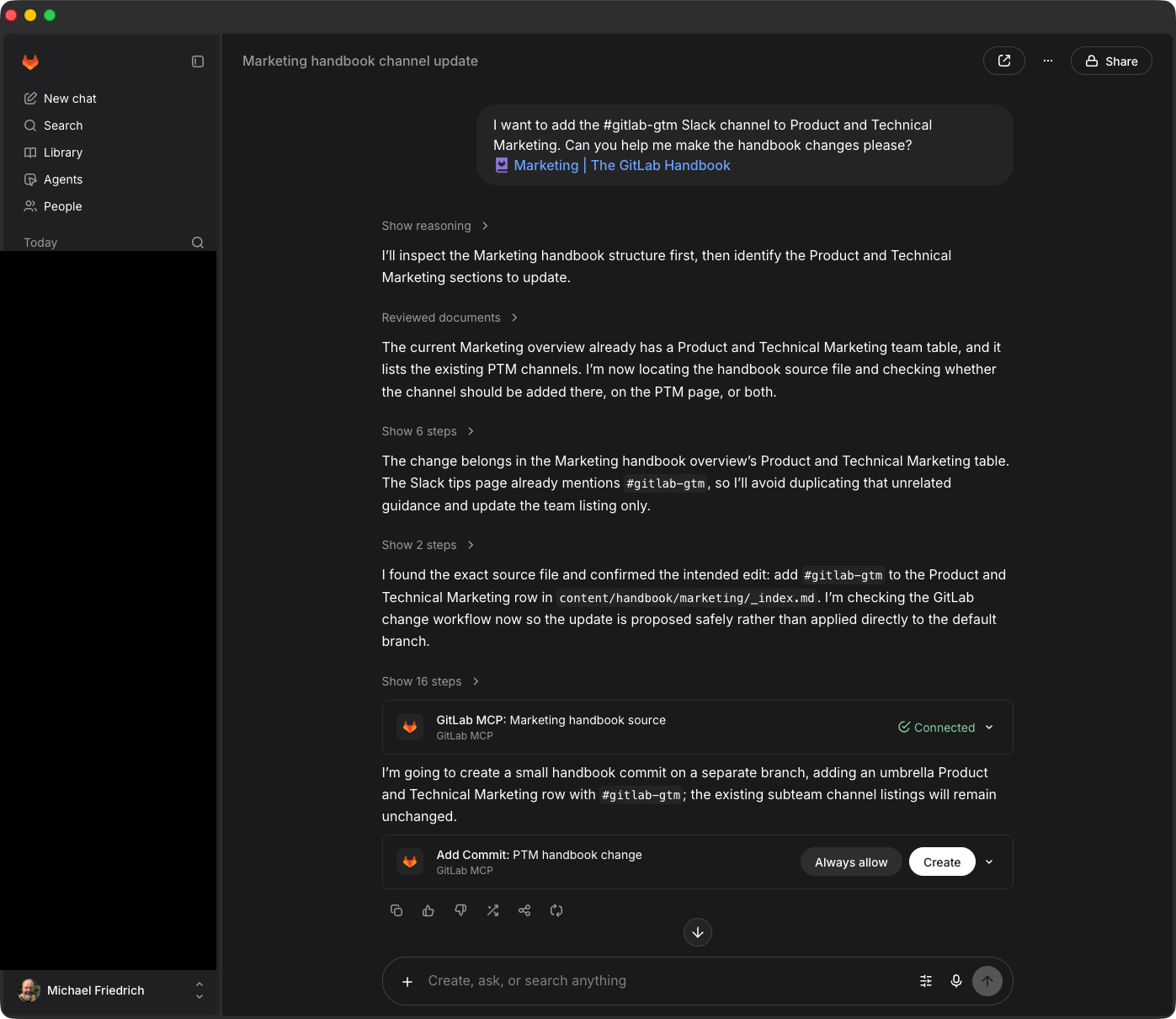 Glean デスクトップ - GitLab MCP でハンドブックを編集する