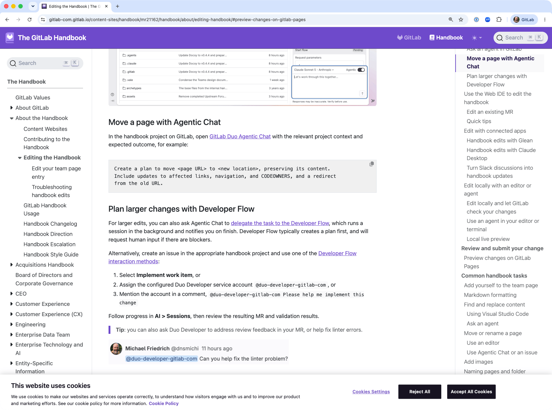 ブラウザーの URL に MR 番号が表示されたハンドブックのレビューアプリ