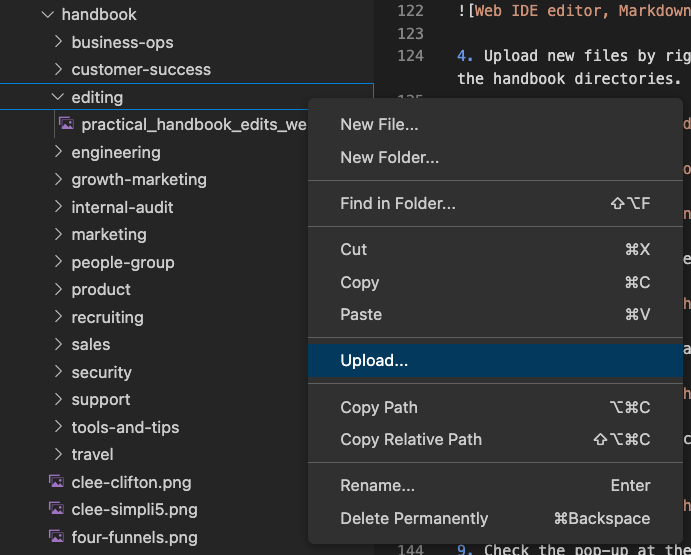 Web IDE 概要、ファイルアップロード