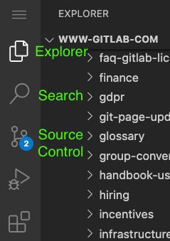 Web IDE メニュー、ソースコントロール
