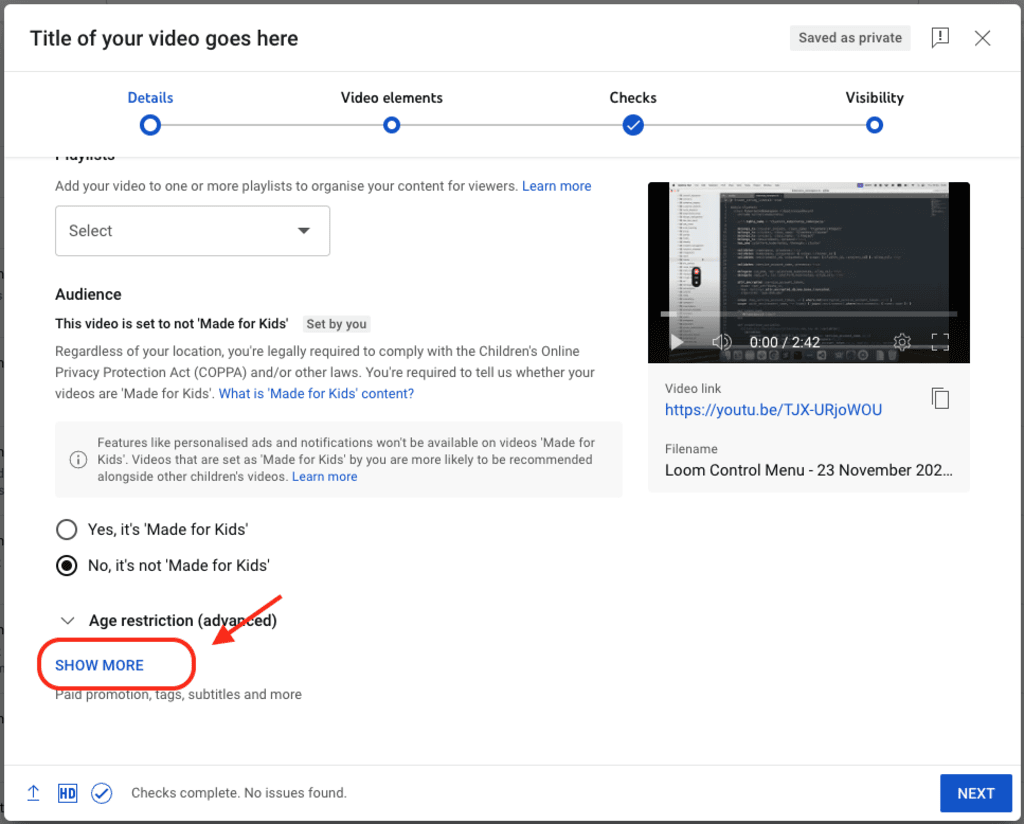 show more link in the details tab