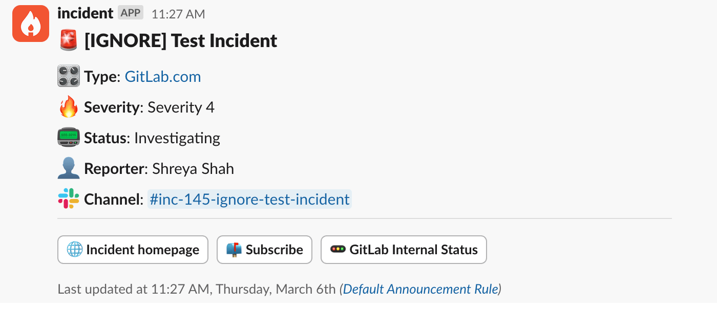 Incident declared by incident.io