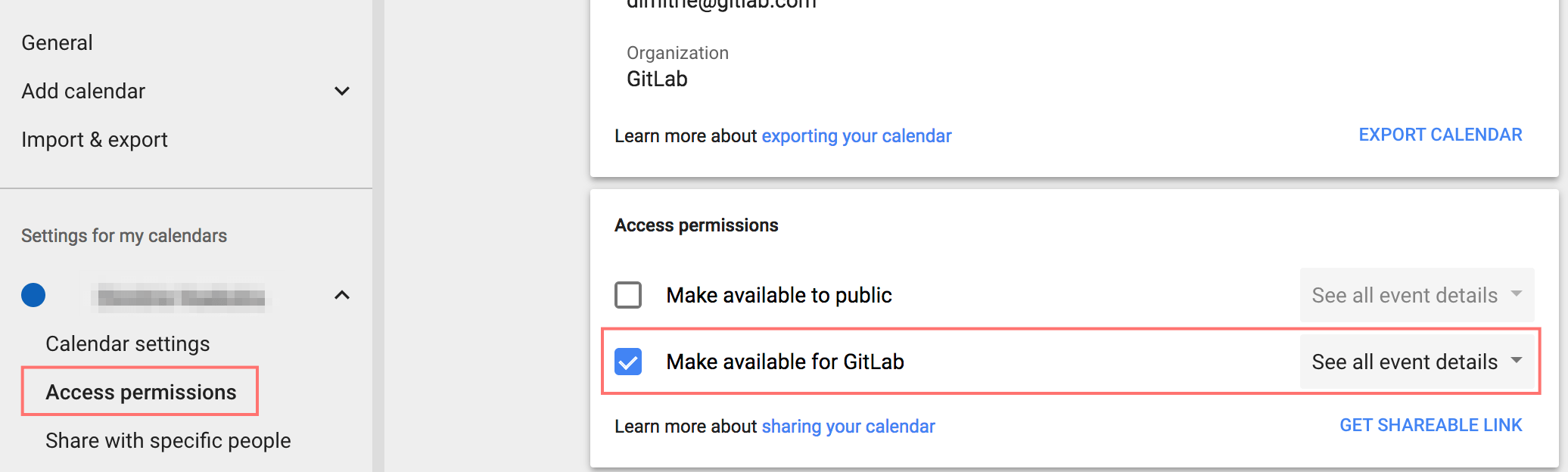 Google Calendar - カレンダーを利用可能にする設定