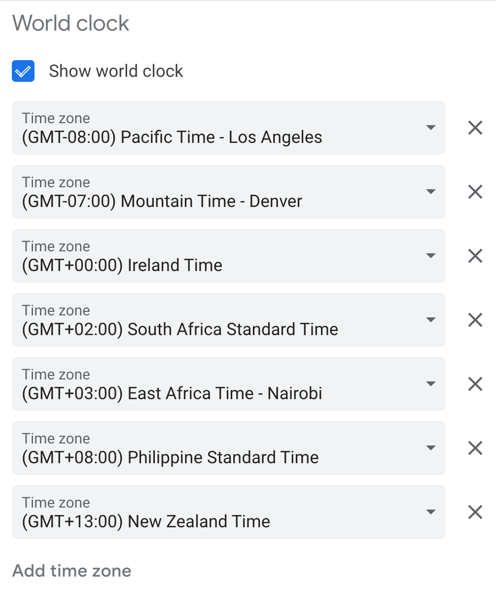 Google Calendar - 世界時計